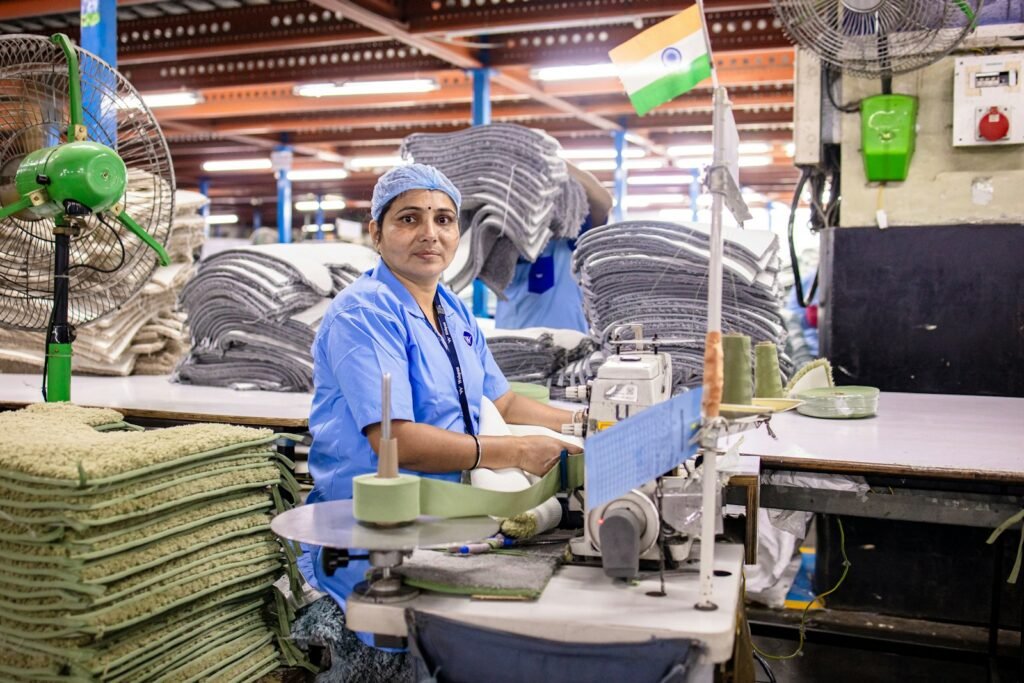 Indian woman on a production line in a manufacturing unit